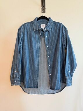 Pinstripe Denim Button-Down